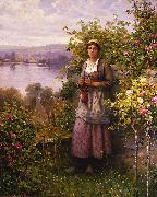 Daniel Ridgeway Knight Julia - Corner of the Garden oil on canvas